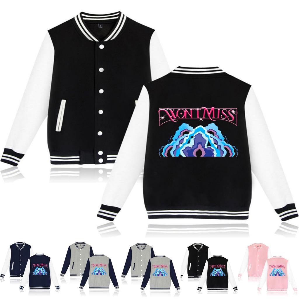 Fashionable Women's Baseball Jacket Contrast Color Cardigan Jacket