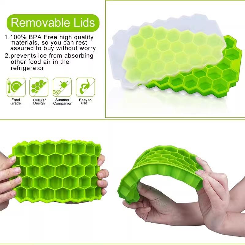 2024 New Creative Silicone Honeycomb Ice Grid Ice Box, Homemade Frozen Ice Block Mold, Kitchen Home Quick Freeze Machine