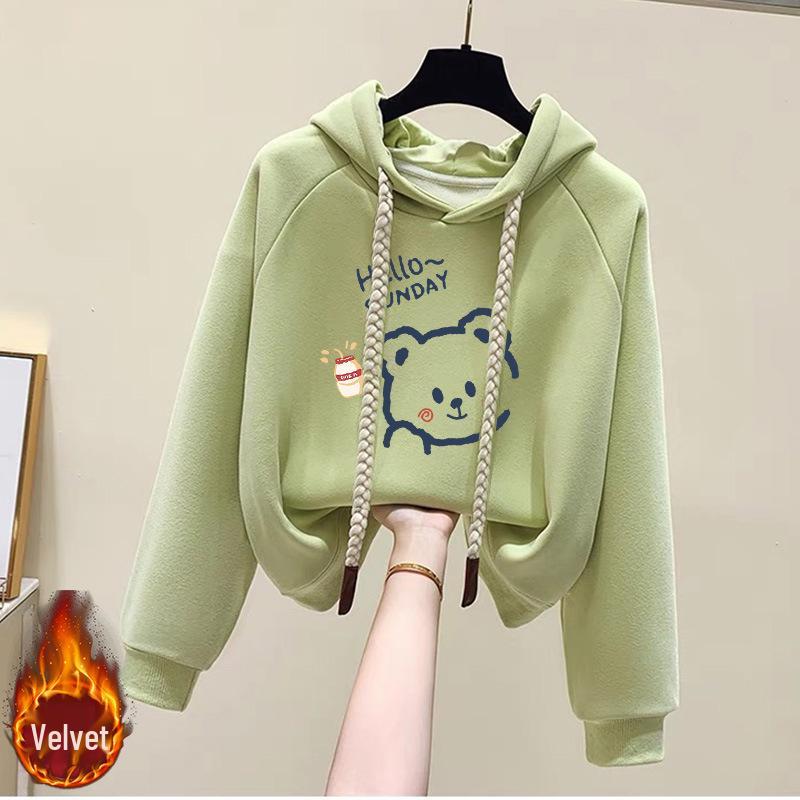 Women's Fleece-Lined Hooded Sweatshirt - New 2024 Petite Winter Dopamine Style