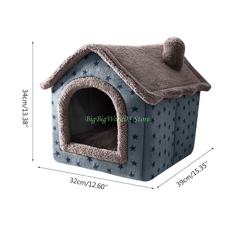 24TE Pet House Bed Indoor Warm Cave Plush Nest Sleeping Bed Lovely Cabin Puppy Winter for Cats and Small Dogs