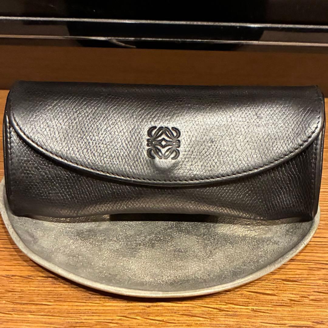 Used Rare LOEWE Vintage Anagram Leather Glasses Case Black