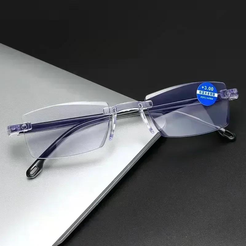 Blue Light Blocking Reading Glasses Women Men Cutting Frame Presbyopia Eyeglasses HD Lens Farsighted +1.0 To +4.0