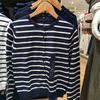 Japanese-Style Women's Spring Modal Cotton Striped Cardigan, Long Sleeve, Round Neck, Machine Washable
