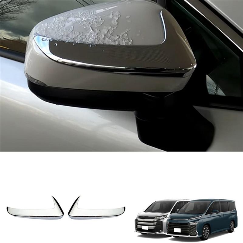 Chrome Side Rearview Mirror Strip Cover Trims Sticker For Toyota Noah Voxy 90 Series 2022 Silver ABS 2 PCS
