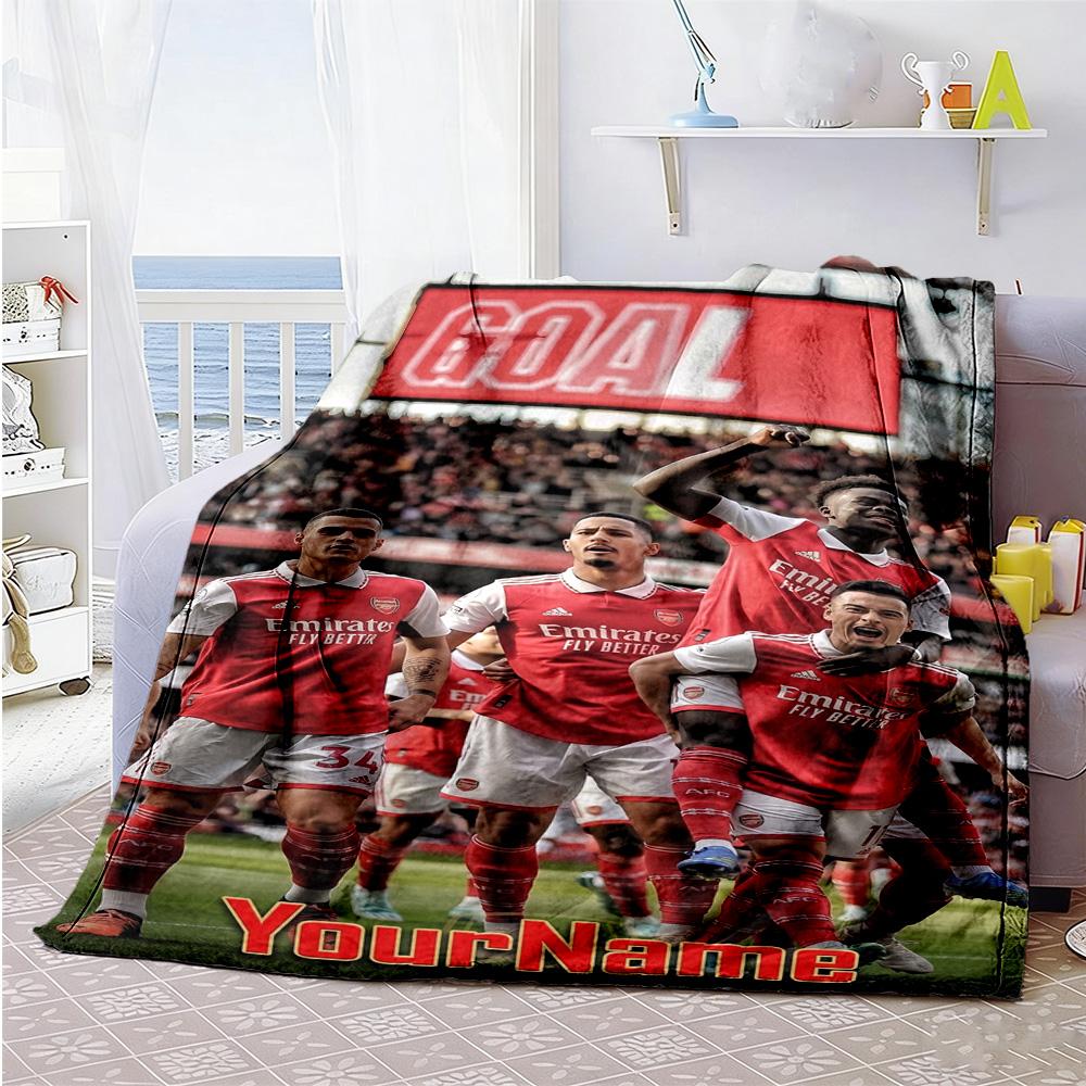 Arsenal Personalized Name Blanket Cozy Customizable Blanket Comfortable Suitable for Chair Sofa Living Room Bed Ideal for All Seasons