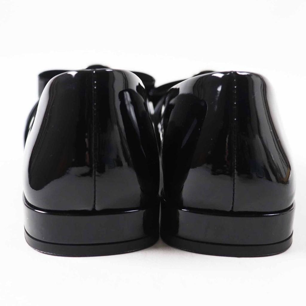 Pristine VERSACE Pumps Jumbo Ribbon Ballerina Open To Black Patent Leather Used