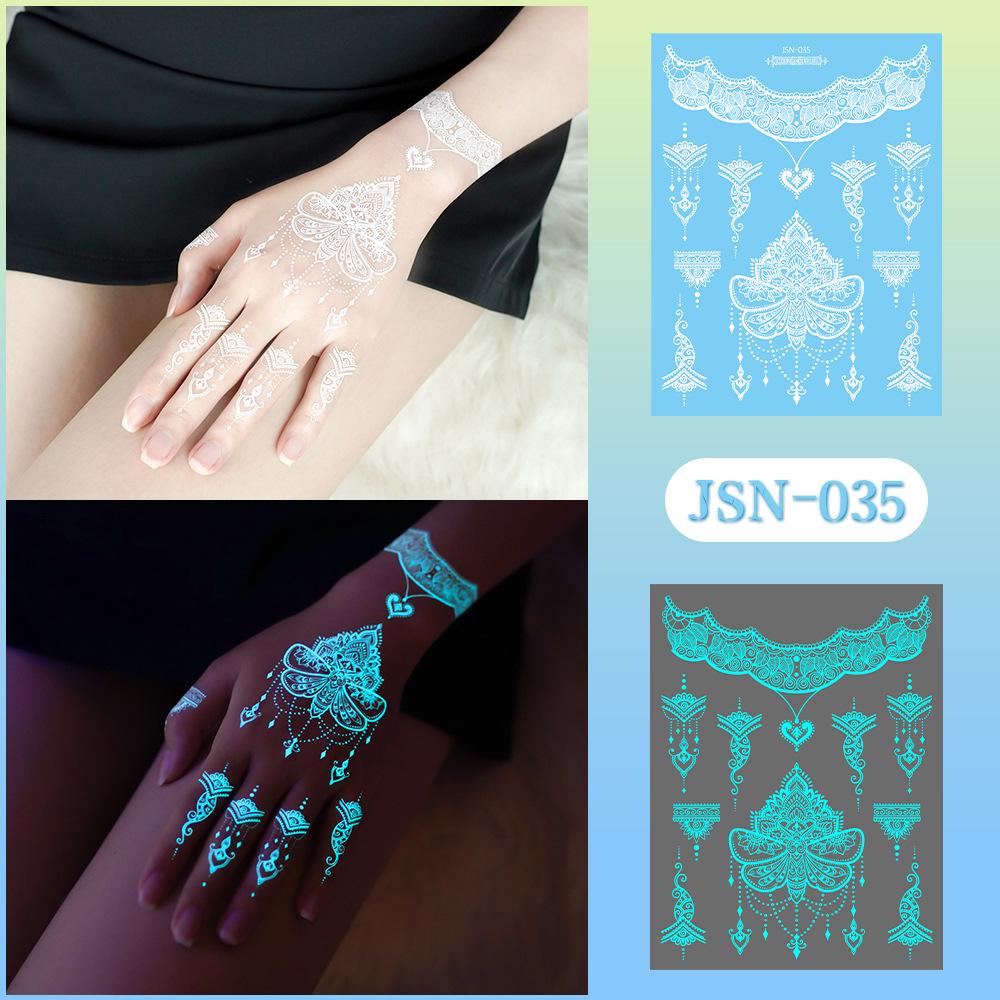 Adesivi Tatuaggio Ricaron 2024 Henné Luminoso & Farfalla Bianca per Viso & Braccio