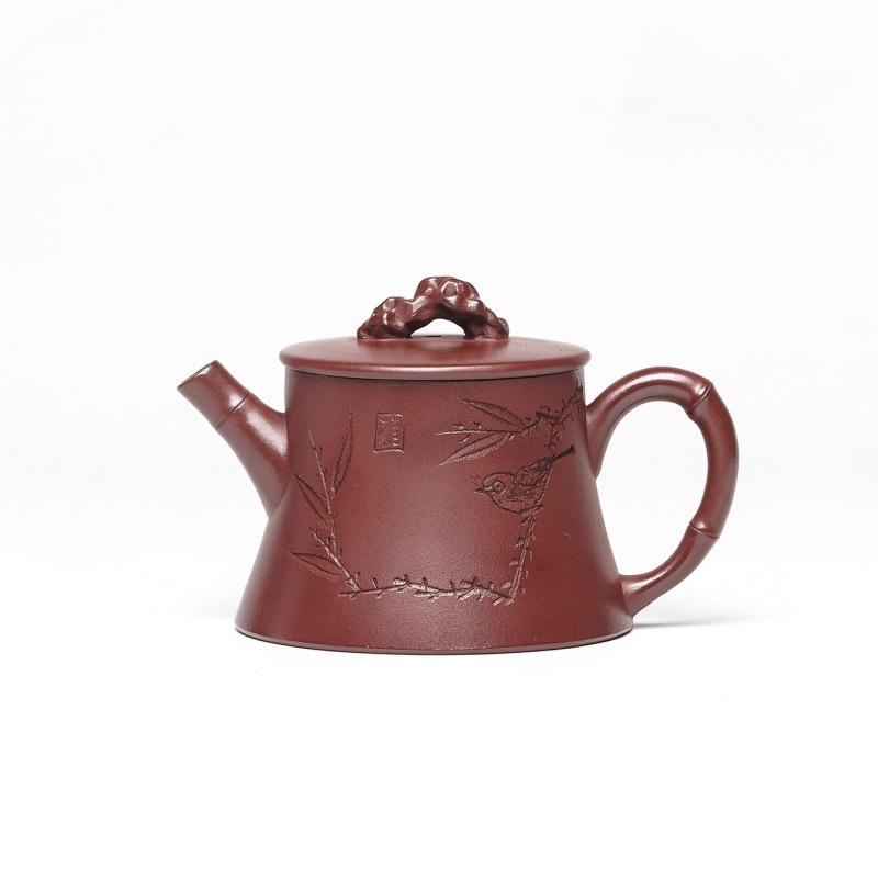 130ml Classic Yixing Purple Clay Teapots Handmade Engraved Pot Raw Ore Mud Kettle With Infuser Zisha Tea Set Ornaments Craft