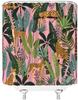 Leopard Shower Curtain Pink Wildlife Animal Leopard Asian Cheetah Tiger Tropical Palm Leaf Jungle Rainforest Plant Modern Boho P