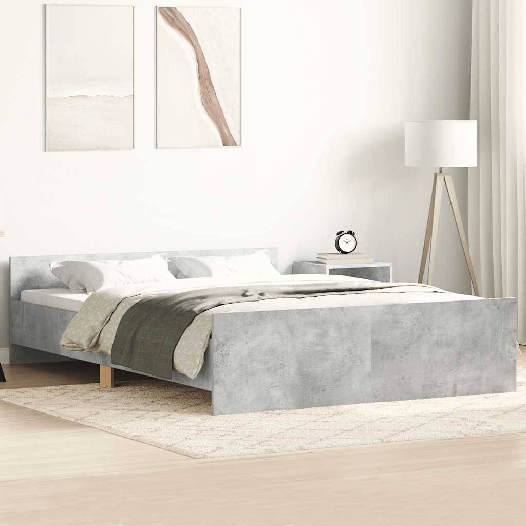 Vidaxl Rama Łóżka Z Wezgłowiem I Zanóżkiem, Szarość Betonu, 140X200 Cm
