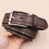 Embossed Retro Old Fashion Trendy and Personalized Cowhide Leather Belt Men's Genuine Leather Pin Buckle Jeans Belt Men's Style