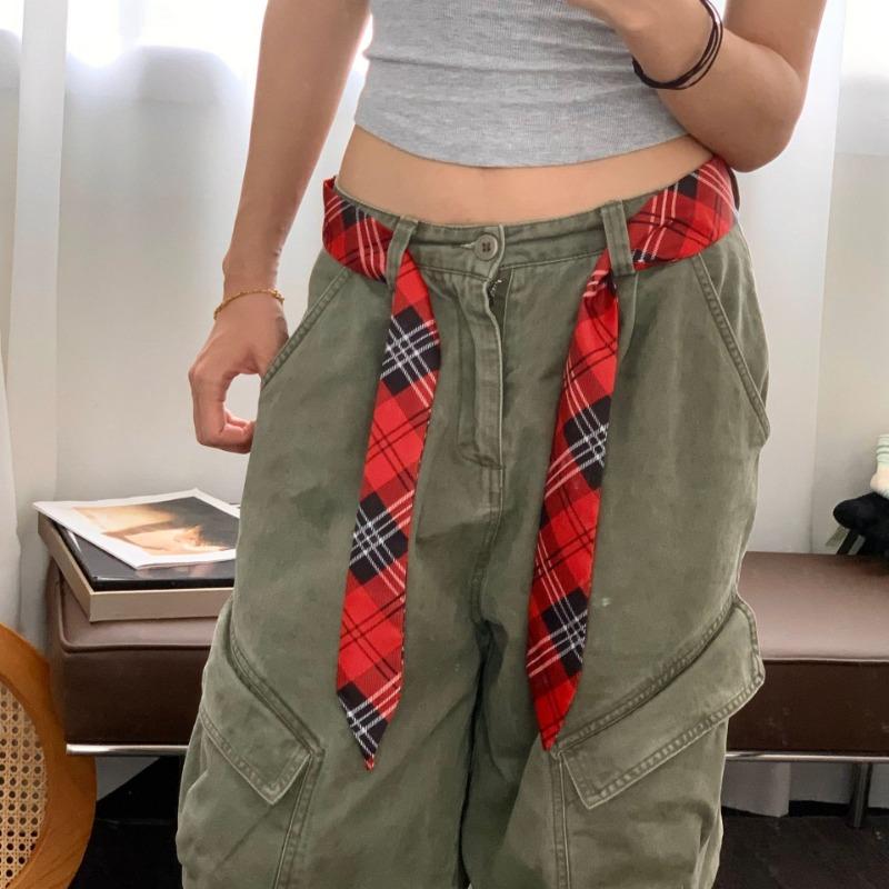 Silk Scarf, Long Strip Printed Plaid Scarf, Narrow Version Tie, Personalized Trend Headscarf, Bow Headband, Belt, Waist Tie.