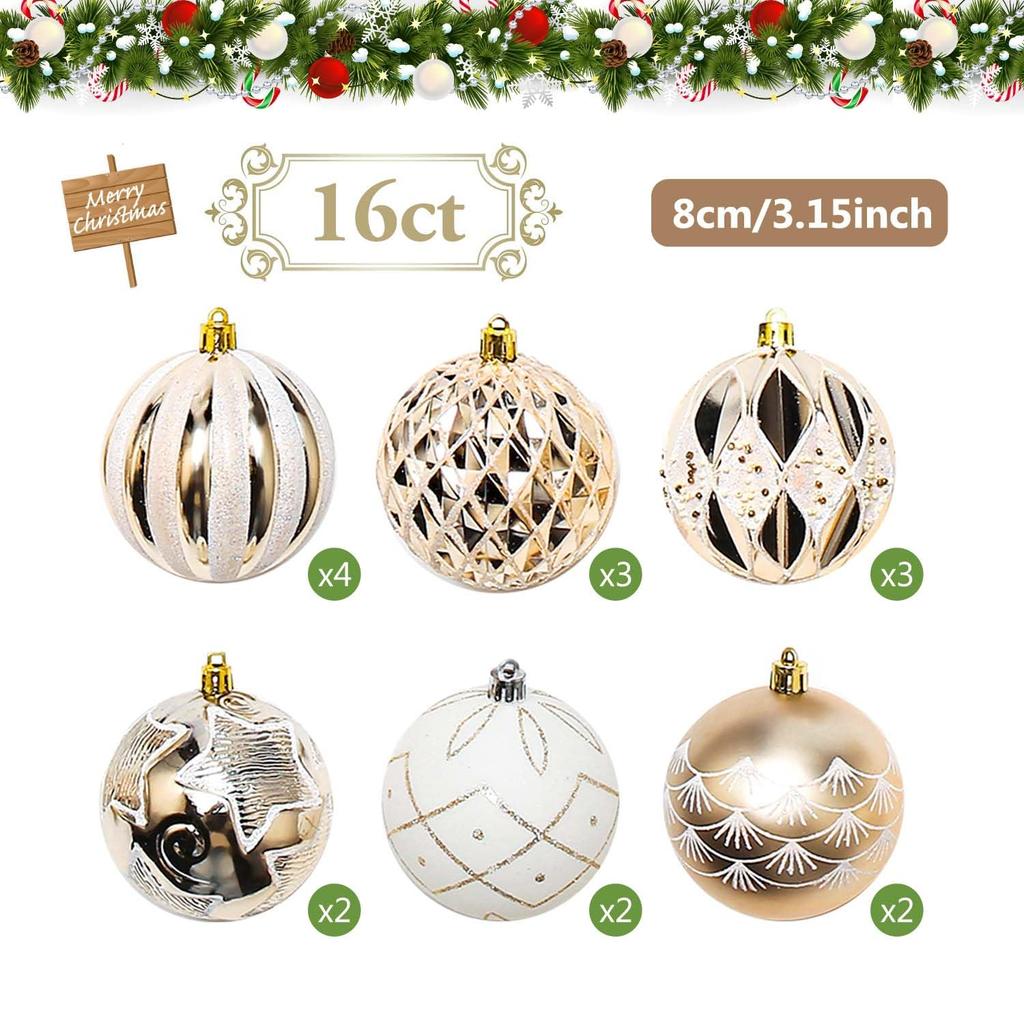 SVNVIOZ Christmas Ball Set of Gorgeous and Stylish Christmas Tree Nordic-style Ornaments, 16, Decorations.