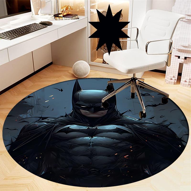 Batman Printed Round Rug Carpet Chair Rug Area Rug Entryway Doormats,for Office Chair Living Room Bedroom Kitchen Room.