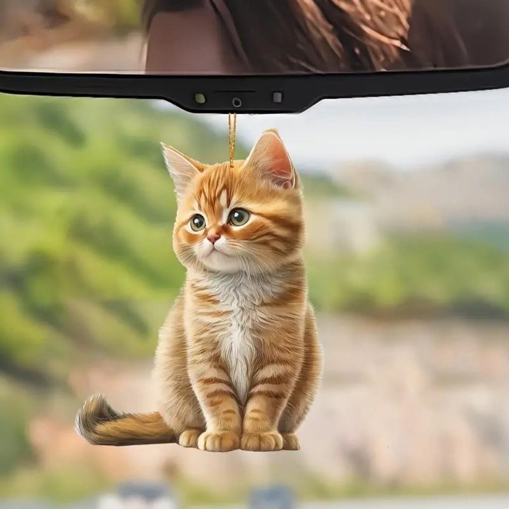 Niedlicher Oranger Katzenmuster Acryl Anhänger Für Roadtrip Zubehör