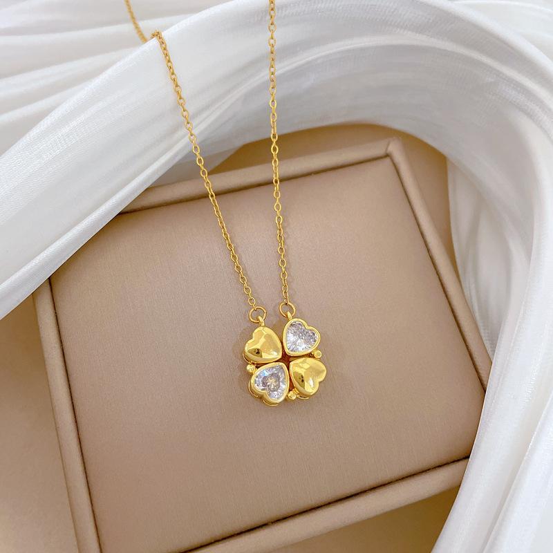 Cubic Zirconia Flower Pendant Necklace for Women 2025 New Fashion Stainless steel Jewelry Wedding Party Accessories