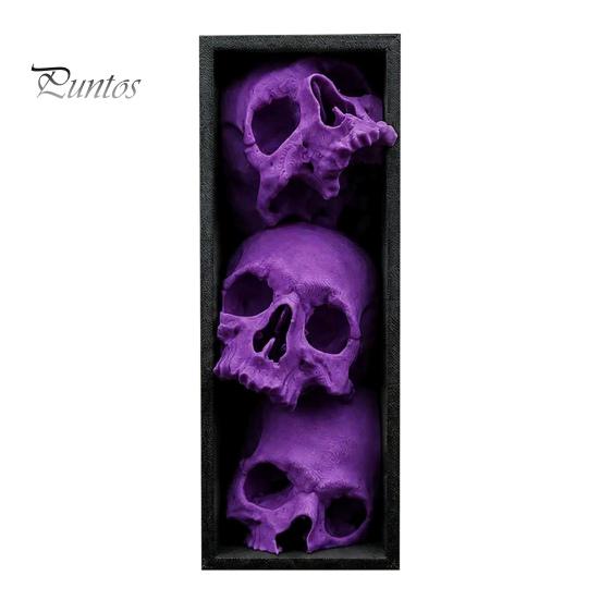 Dark Fantasy Wohnaccessoires 3 Stück Halloween 3-stufige Totenkopf-Buchstützen, Gotische Harz-Regaldekoration für Büro, Einzigartige Buchstopper Spukiges Skelett