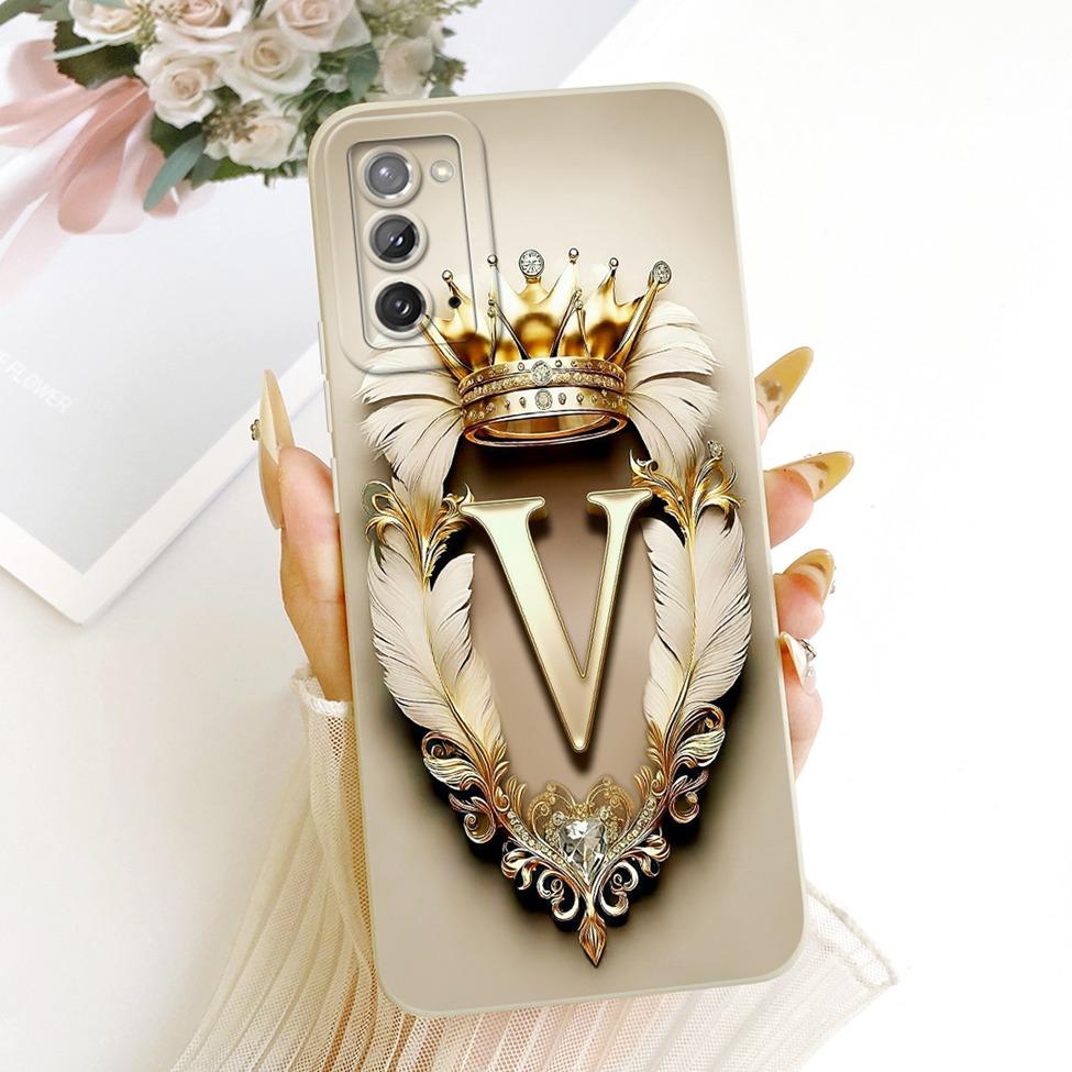 For Samsung Galaxy Note20 5G SM-N981B Case For Samsung Note20 5G Cover Luxury A-Z Letters Cool Crown 2D Painted Silicone Casing