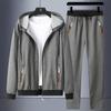 Men's Spring and Fall Sportswear Single Layer Hooded Cardigan + Pants Two-piece Set