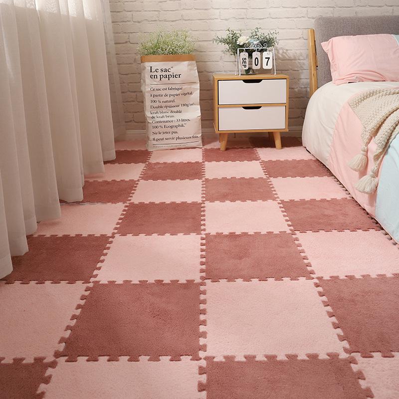 Cross-Border Mosaic Flannel Floor Mat – Removable & Washable, Perfect for Bedroom, Bedside, or Balcony.