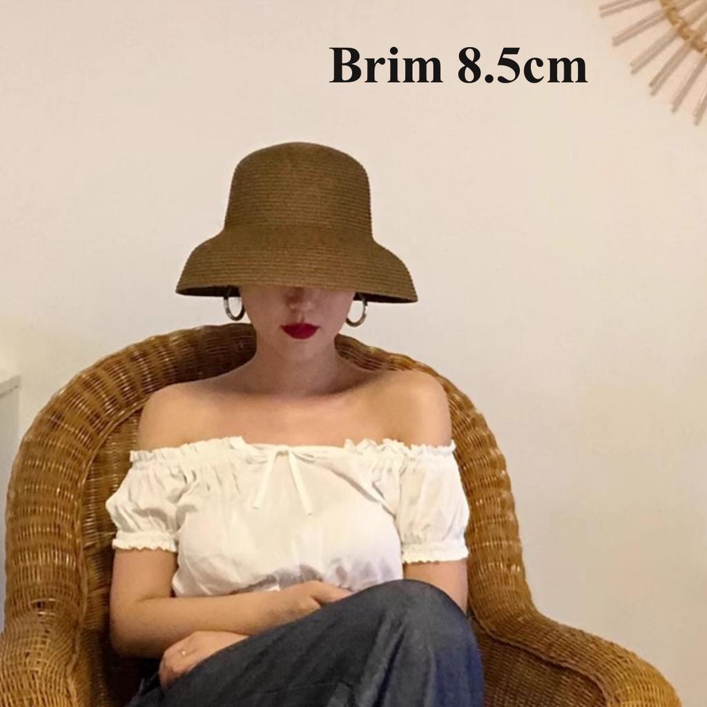 Summer Elegant Dome Straw Hats Women Girl 13cm/8.5cm 2 Sizes Solid Color Beach Sun Hat Foldable Portable Travel Holiday Panama
