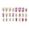24PCS Retro Style Fake Nails with Flower Printed Sweet & Charming Reusable False Nails for Daily and Parties Wearing