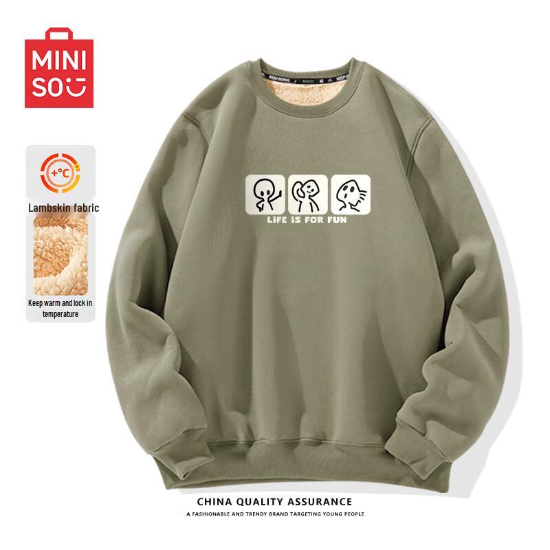 

MINISO Men s Heavyweight American Casual Crewneck Sweatshirt Z 2XL