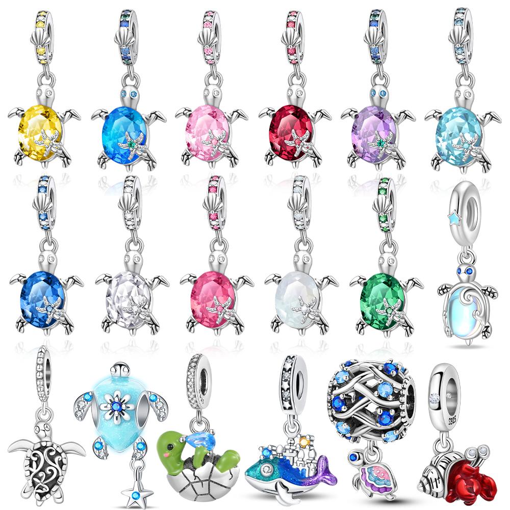 Authentic Murano Blue Turtle Pink Glass Bead Charms Compatible With Bracelets Charm Bead Charms Copper Jewellery Making Diy Anniversary Gift