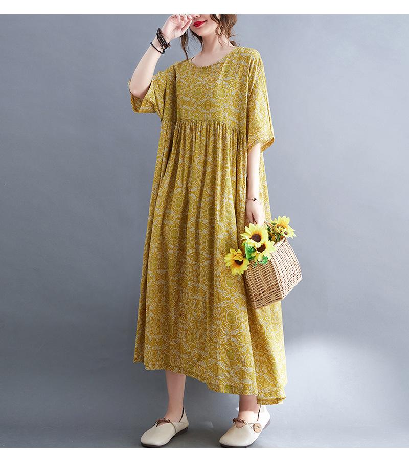 

Летнее ретро женское платье с круглым вырезом One Size