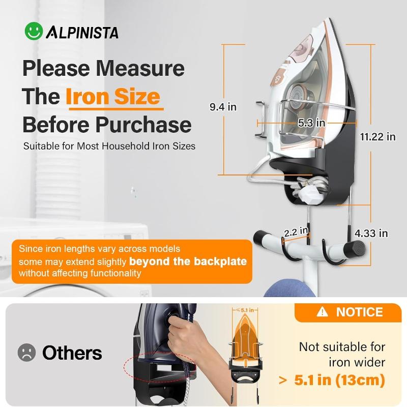 Ironing Board Hanger Wall Mount Ironing Board Holder Wall Mount for Laundry Rooms Storage Organizer, Black