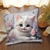 Kittens & Flowers Pillowcase For Sofa Home Office Living Room Decor