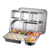 LFGB Certificate Pure 304 Stainless Steel Meal Box School Canteen 4 and 5 Grids Lunch Box Easily Clean Food Container with Cover