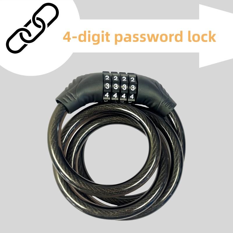 4-digit Password Lock, 35 Inch Long Coil Security Reset Strong Cable Lock, Suitable for Anti-theft of Various bicycles,Scooter