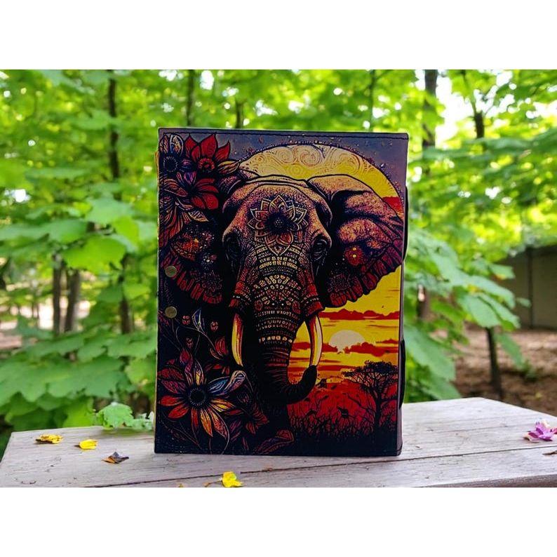 Handmade Elephant Mandala Leather Spiritual  Journal with Lock Boho Notebook Writing Journal for Writers, Artists Gift for Women