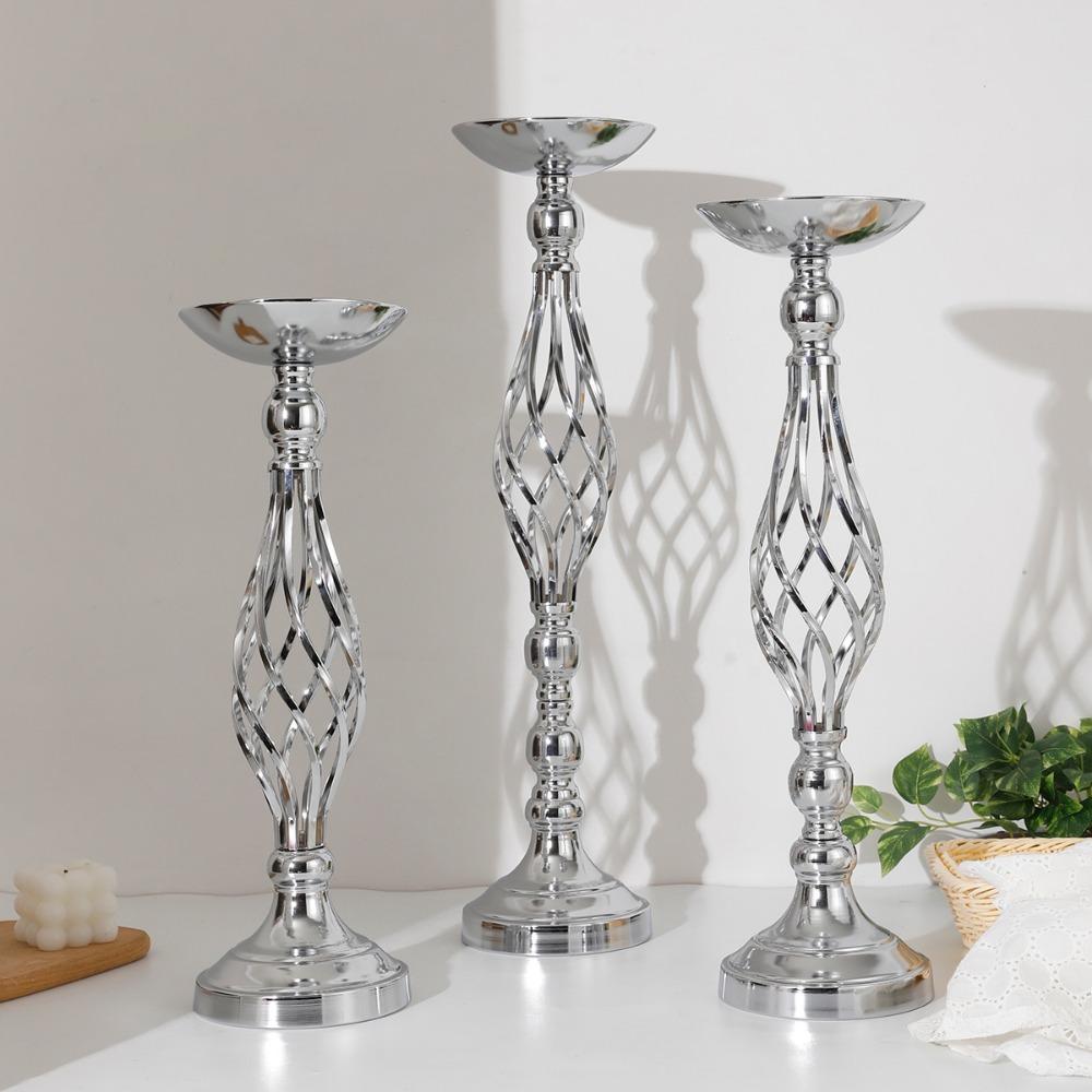 New Dining Table Candle Holder Arrangement Silver Iron Flower Arranger Path Candle Holder Wedding Flower Props Home Furnishings