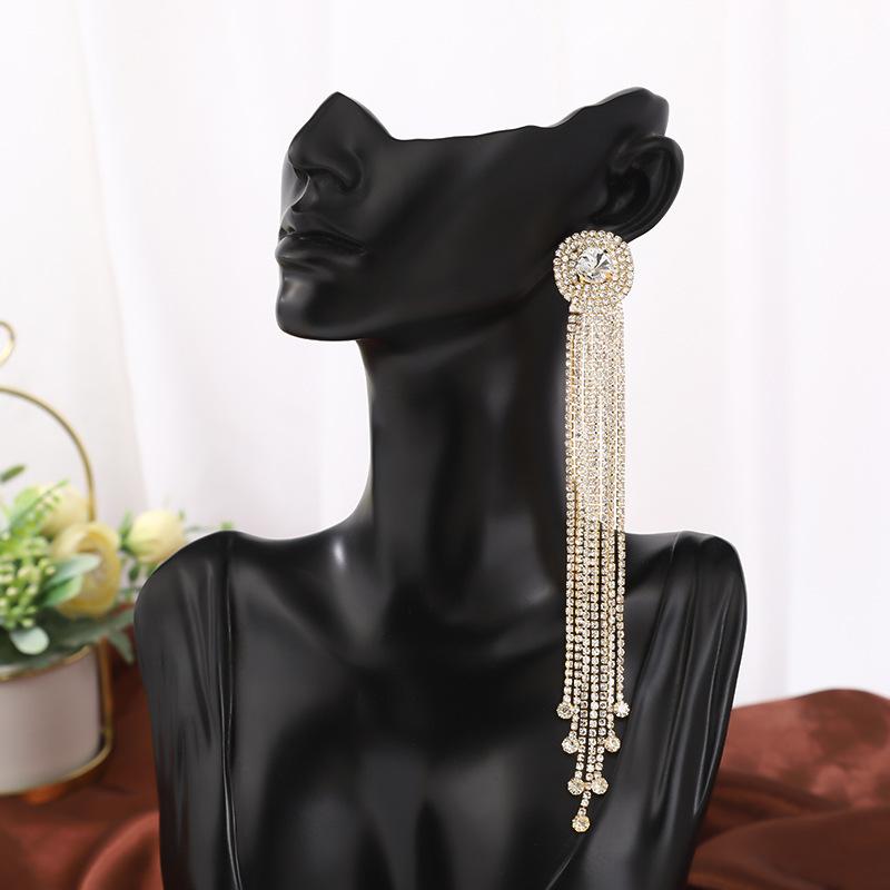 Gentle Temperament Long Earrings Exquisite Simple Niche Earrings Versatile Micro Diamond Fringed High-End Earrings