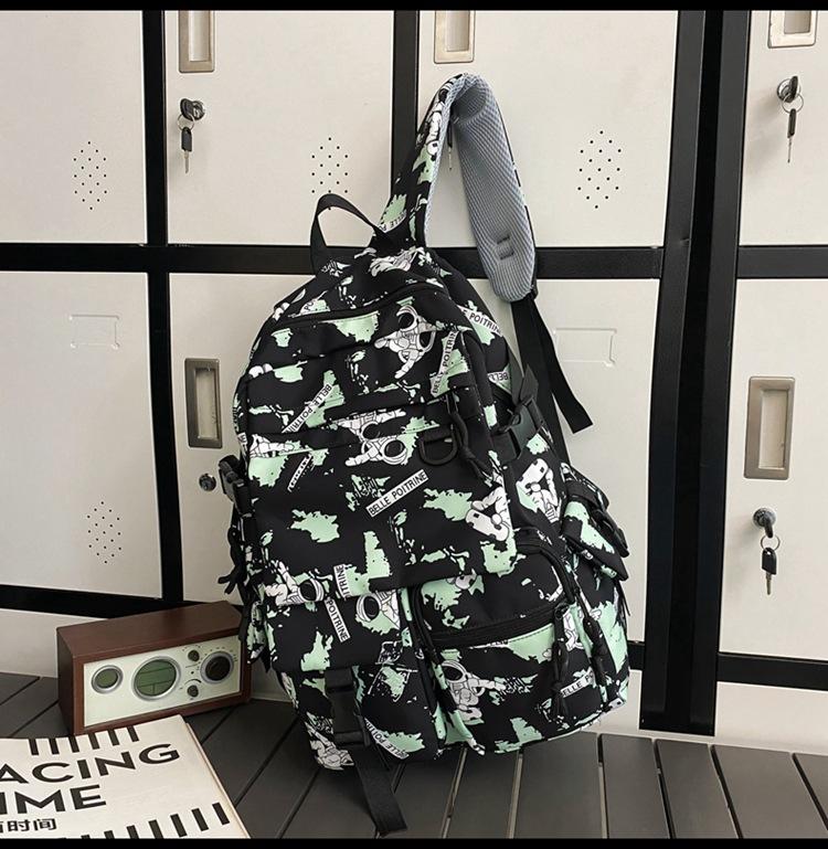 School bag large capacity multi-compartment tide cool junior high school students design sense versatile personality graffiti back