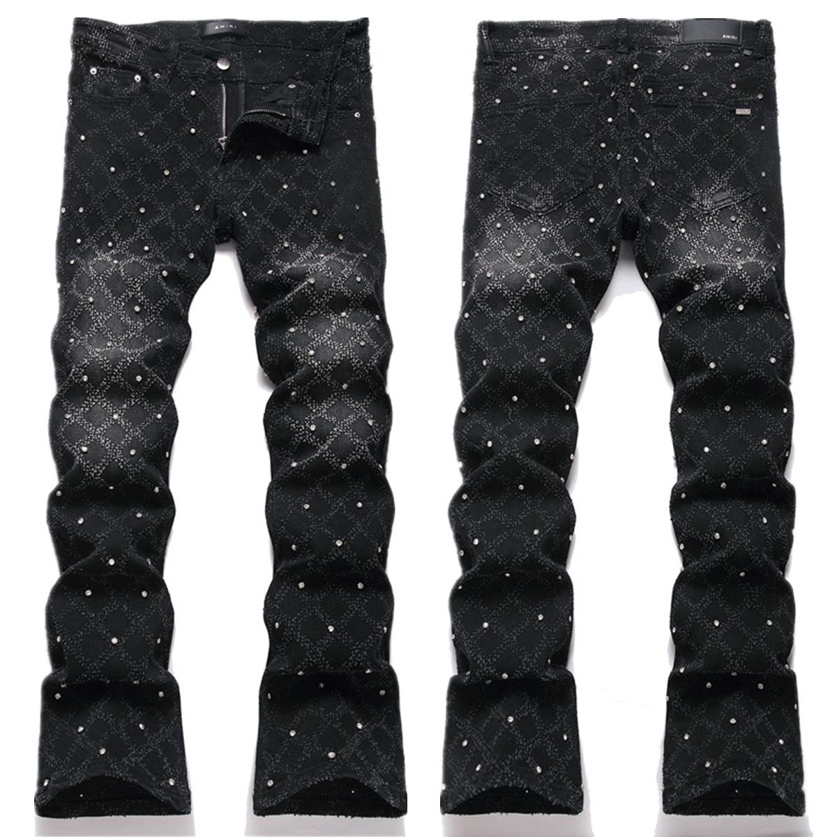 

Панк Стиль Уличный Тренд Мода Индивидуальность Черные Лю Динг Приталенные Мужские Джинсы Клеш 34 чёрный