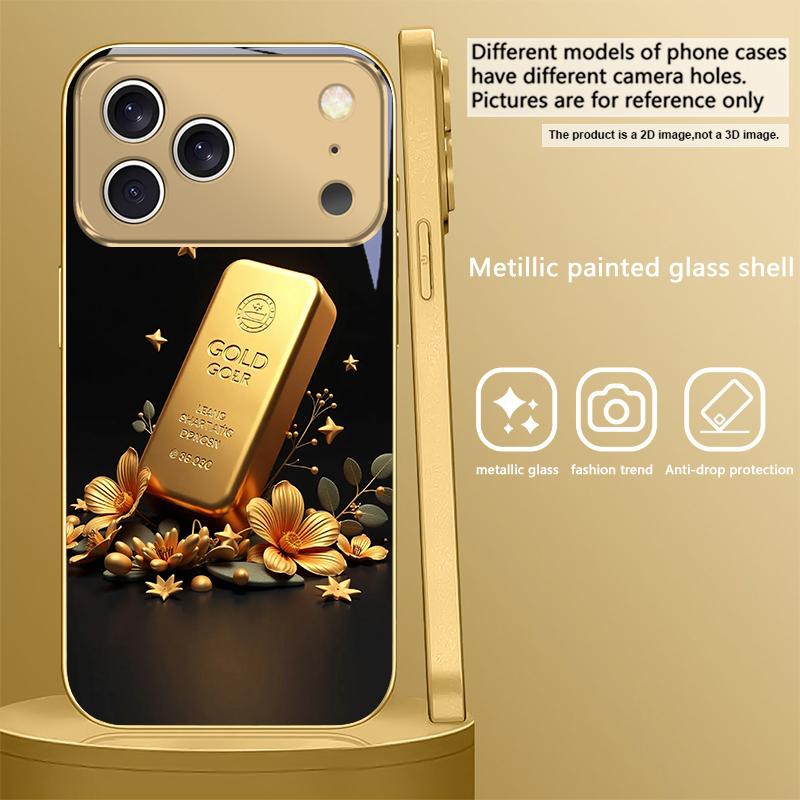 

Exquisite Crown Gold Bar For IPhone 17 Pro 16 17 Pro 15 Pro 14 13 Plus 12 Mini 11 Pro Max XR 16E Air Golden glass phone case iPhone Air