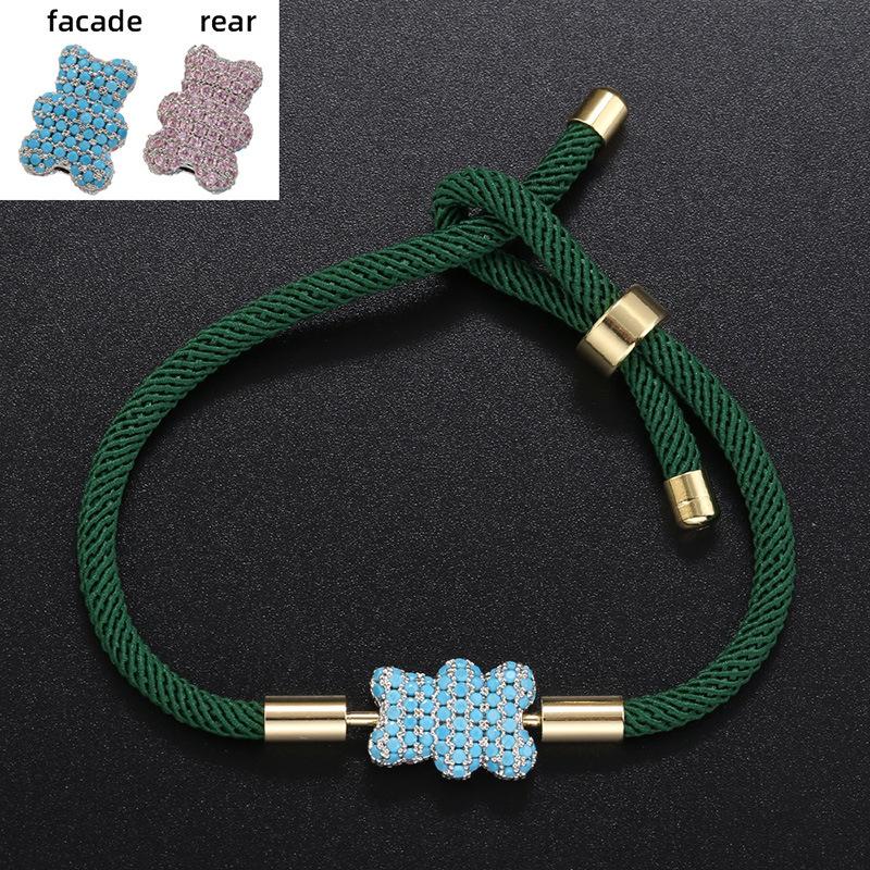 Woven Hand Rope Full Diamond Double-Sided Two-Color Bear Bracelet Color Jewelry Accessories Vl207