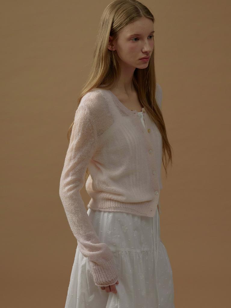 MOAT Mohair Sheer Cardigan (Soft Pink)