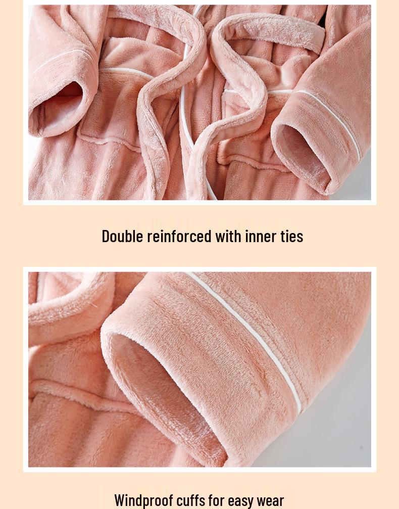 Herr- och dambadrock i plusstorlek, tjock flanellbadrock med enkel kant