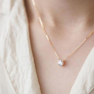 Zirkonia-Halskette 14K vierzackige Zirkonia-Halskette Geschenk Damen-Accessoires