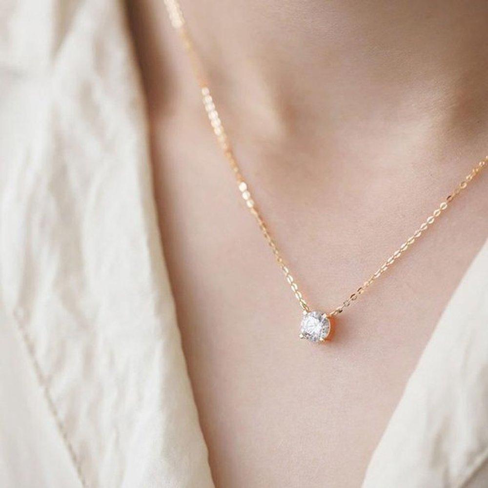 Cubic Zirconia Necklace 14K Four-pointed Cubic Zirconia Necklace Gift Women's Accessories