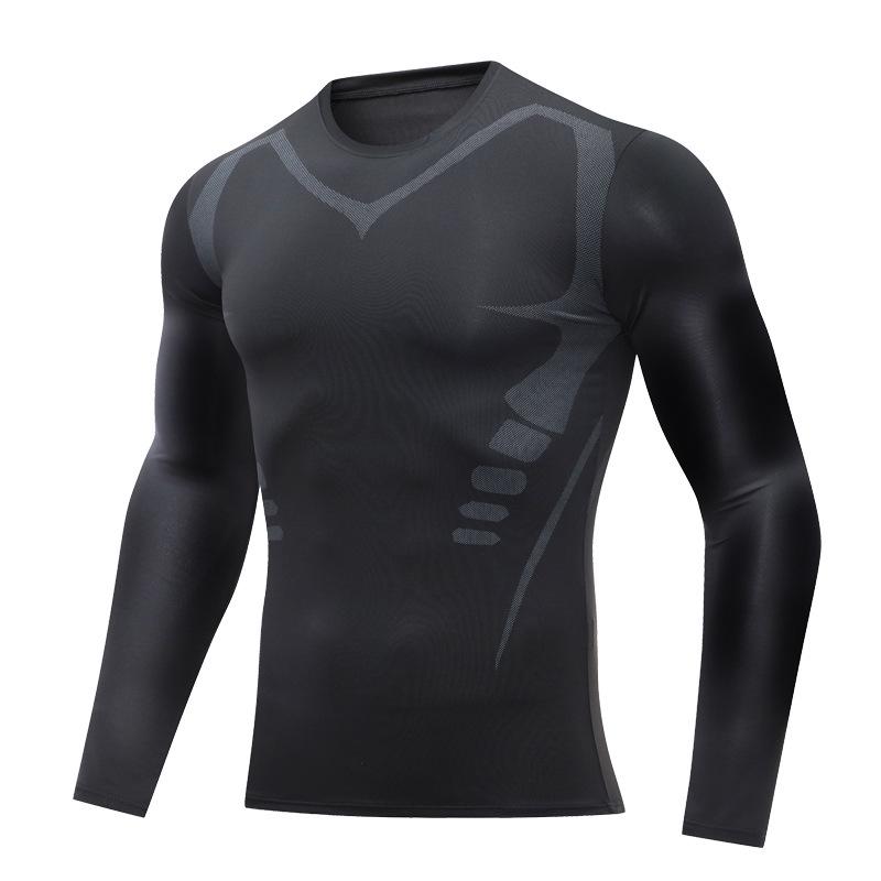 Men's Quick-Drying Long-Sleeve Athletic Bodysuit - High Elasticity & Breathable Fitness Wear