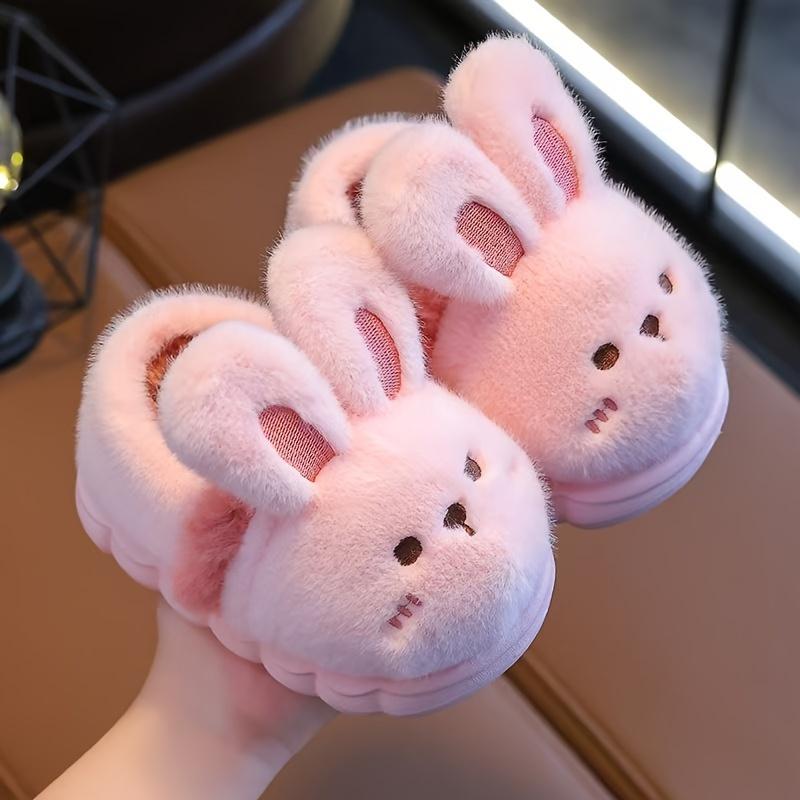 Casual Cute Cartoon Animal Slip On Furry Home Shoes for Girls Boys, Non-slip Warm Comfy Slippers for Indoor