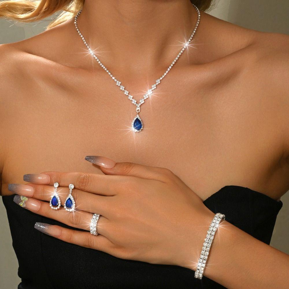 Rhinestone Women's Jewelry Set Droplet Necklace Wedding Banquet Gift Anniversary Gift