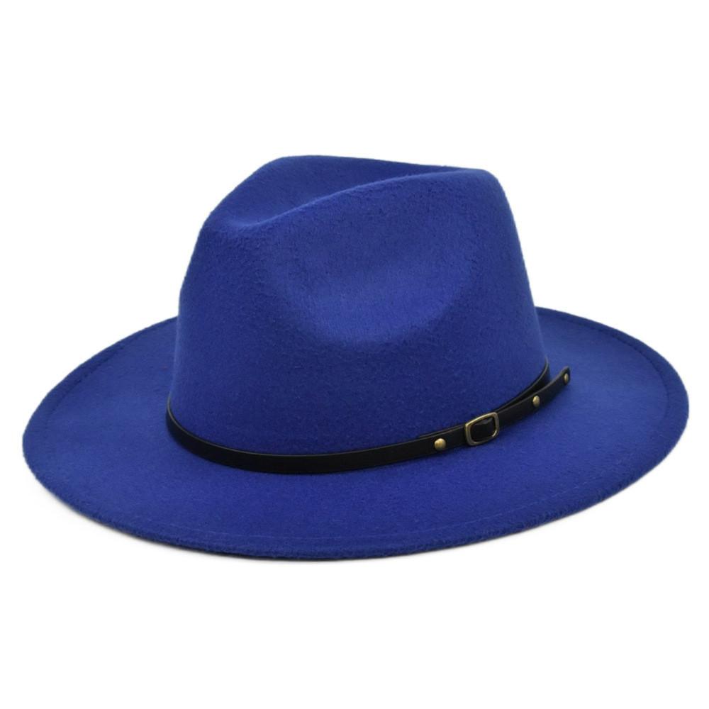 Retro Plush Jazz Multi Color Flat Big Brimmed Hat With Fashionable Personality