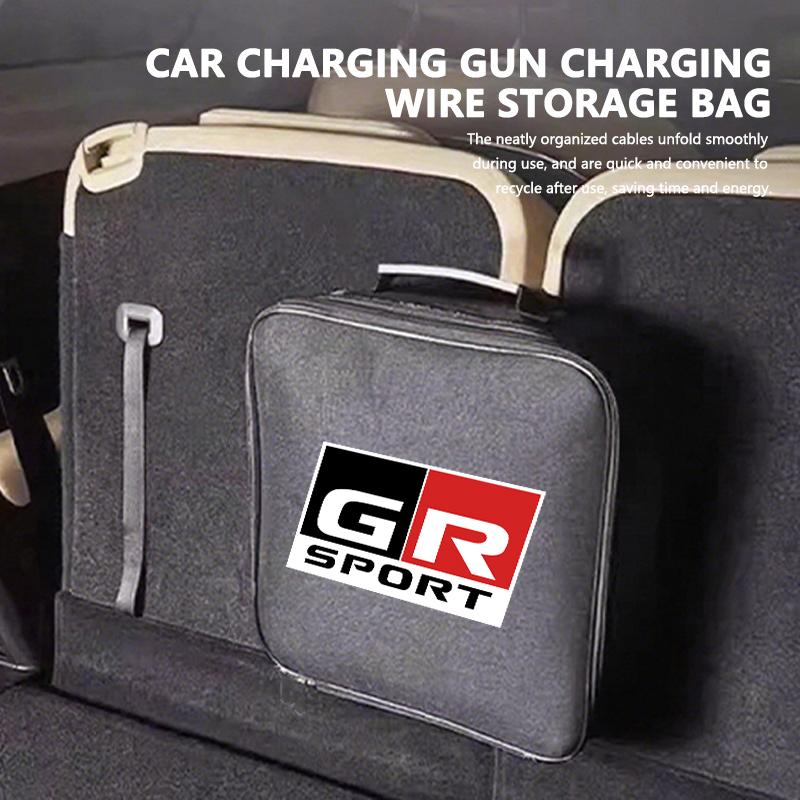 hbwjx7 For Toyota Car Charge Cable Case Organiser Waterproof Charging Gun Storage Bag GR Sport Camry Prius Auris Crown Yaris Corolla