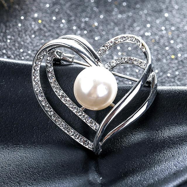 

Мода High-End горный хрусталь жемчуг двойной персик сердце популярные ювелирные изделия темперамент пол булавка брошь корсаж женский